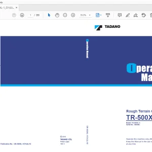 Tadano TR-500XL Rough Terrain Crane Operation Manual - PDF