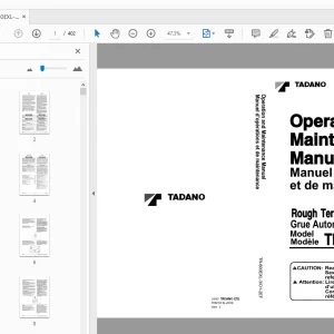 Tadano TR-600EXL-3 Rough Terrain Crane Operation & Maintenance Manual - PDF