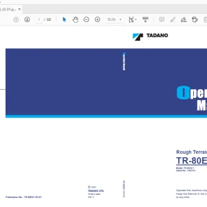 Tadano TR-80EX Rough Terrain Crane Operation Manual - PDF