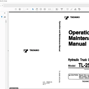 Tadano Truck Crane TL-250E-3 Operation and Maintenance Manual -PDF DOWNLOAD