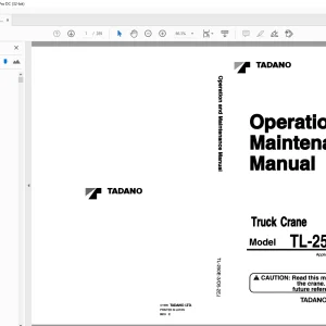 Tadano Truck Crane TL-250E-3 Operation and Maintenance Manual PDF