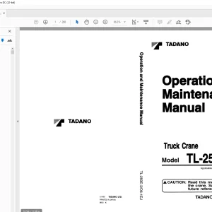 Tadano Truck Crane TL-250E-3 Operation and Maintenance Manual - PDF DOWNLOAD