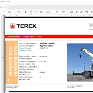 Terex Crane 75t Quadstar 1075 & 1075L Hydraulic Schematic Manual PDF
