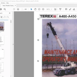 Terex Crane A400-A450 Maintenance & Operator's Manual 38410 PDF