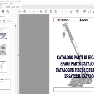 Terex Crane A600 Catalogo Parti Di Ricambio 43522 - PDF DOWNLOAD