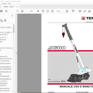 Terex Crane A600 MANUALE USO E MANUTENZIONE - PDF DOWNLOAD