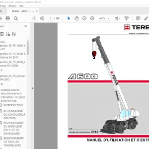 Terex Crane A600 MANUEL D’UTILISATION ET D’ENTRETIEN - PDF DOWNLOAD