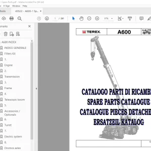 Terex Crane A600 Parts Catalogue Manual 43522 - PDF DOWNLOAD