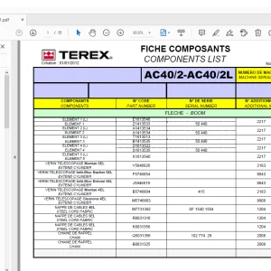 Terex Crane AC40/2-AC40/2L Component list Manual - PDF DOWNLOAD