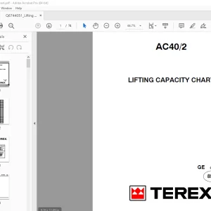 Terex Crane AC40/2 Lifting Capacity Chart Manual SN 251419 PDF