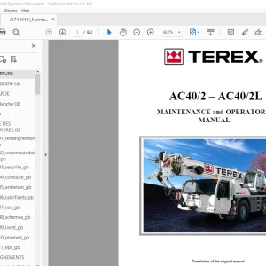 Terex Crane AC40/2 – AC40/2L Maintenance & Operator's Manual PDF