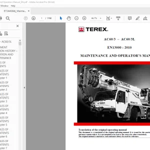 Terex Crane AC60/3 – AC60/3L Maintenance & Operator's Manual PDF