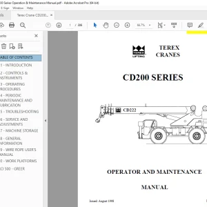 Terex Crane CD200 Series Operator & Maintenance Manual PDF