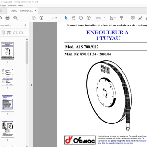 Terex Crane ENROULEUR A1 TUYAU piéces de rechange PDF