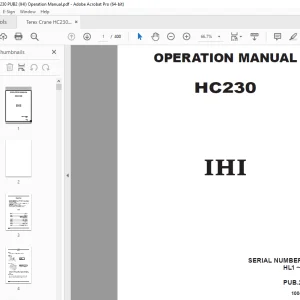 Terex Crane HC230 (IHI) Operation Manual - PDF DOWNLOAD