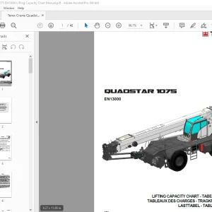Terex Crane Quadstar 1075 EN13000 Lifting Capacity Chart Manual PDF