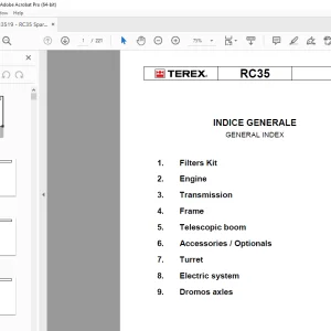 Terex Crane RC35 Parts Manual 43519 - PDF DOWNLOAD