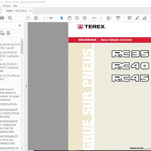 Terex Crane RC35-RC40-RC45 Manuel d’utilisation et d’entretien PDF