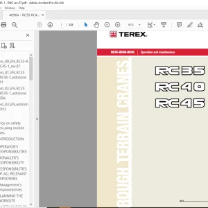 Terex Crane RC35 RC40 RC55 Operation & Maintenace Manual 46964 PDF