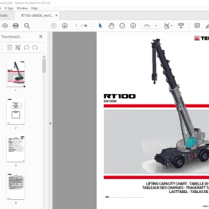 Terex Crane RT100 EN13000 Lifting Capacity Chart Manual - PDF DOWNLOAD