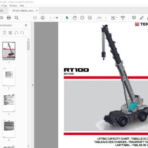 Terex Crane RT100 EN13000 Lifting Capacity Chart Manual 46856 PDF
