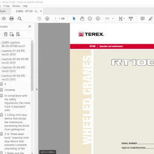 Terex Crane RT100 Operation & Maintenance Manual - PDF DOWNLOAD