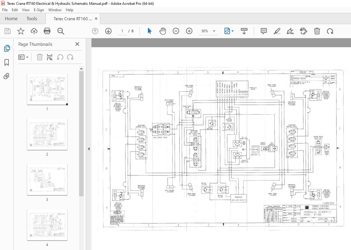 Terex Crane RT160 Electrical & Hydraulic Schematic Manual PDF ...