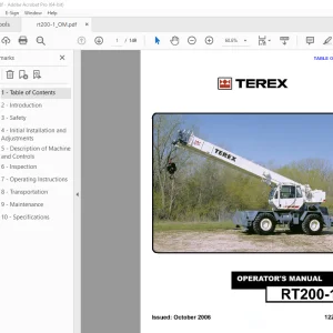 Terex Crane RT200-1 Operator's Manual 12261-319 - PDF DOWNLOAD