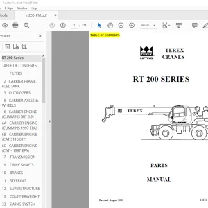 Terex Crane RT200 Series Parts Manual 12261-197 - PDF DOWNLOAD
