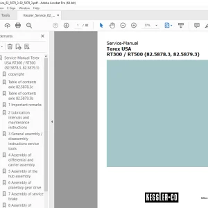 Terex Crane RT300 / RT500 (82.5878.3, 82.5879.3) Service Manual PDF