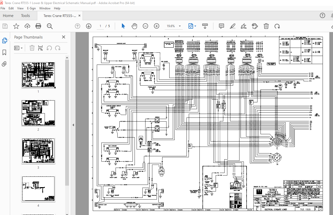 Terex Crane RT555-1 Lower & Upper Electrical Schematic Manual PDF ...