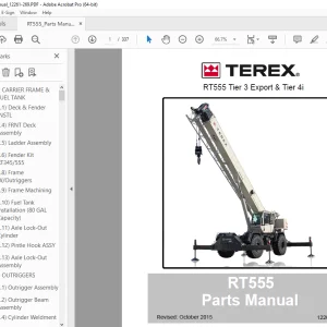 Terex Crane RT555 Tier 3 Export & Tier 4i Parts Manual 12261-269 PDF