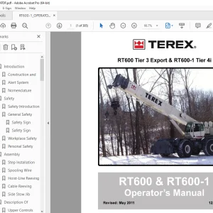 Terex Crane RT600 & RT600-1 Operator's Manual 12261-262 - PDF DOWNLOAD