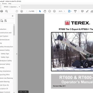 Terex Crane RT600 Tier 3 Export & RТб00-1 Tier 4i Operator's Manual 12261-262 PDF