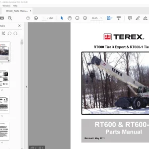 Terex Crane RT600 Tier 3 Export & RТб00-1 Tier 4i Parts Manual 12261-261 PDF