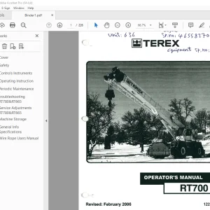 Terex Crane RT700 Operator's Manual 12261-265 - PDF DOWNLOAD
