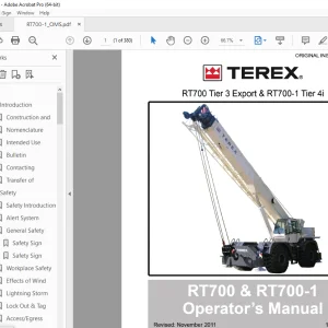 Terex Crane RT700 & RT700-1 Operator's Manual 12261-265 - PDF DOWNLOAD