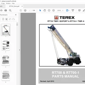 Terex Crane RT700 TIER 3 EXPORT & RT700-1 TIER 4i Operator's Manual 12261-264 PDF