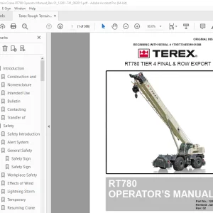 Terex Crane RT780 TIER 4 FINAL & ROW EXPORT Operator's Manual 12261-741 PDF