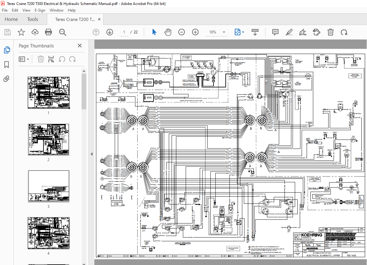 Terex Crane T200 T300 Electrical & Hydraulic Schematic Manual PDF ...