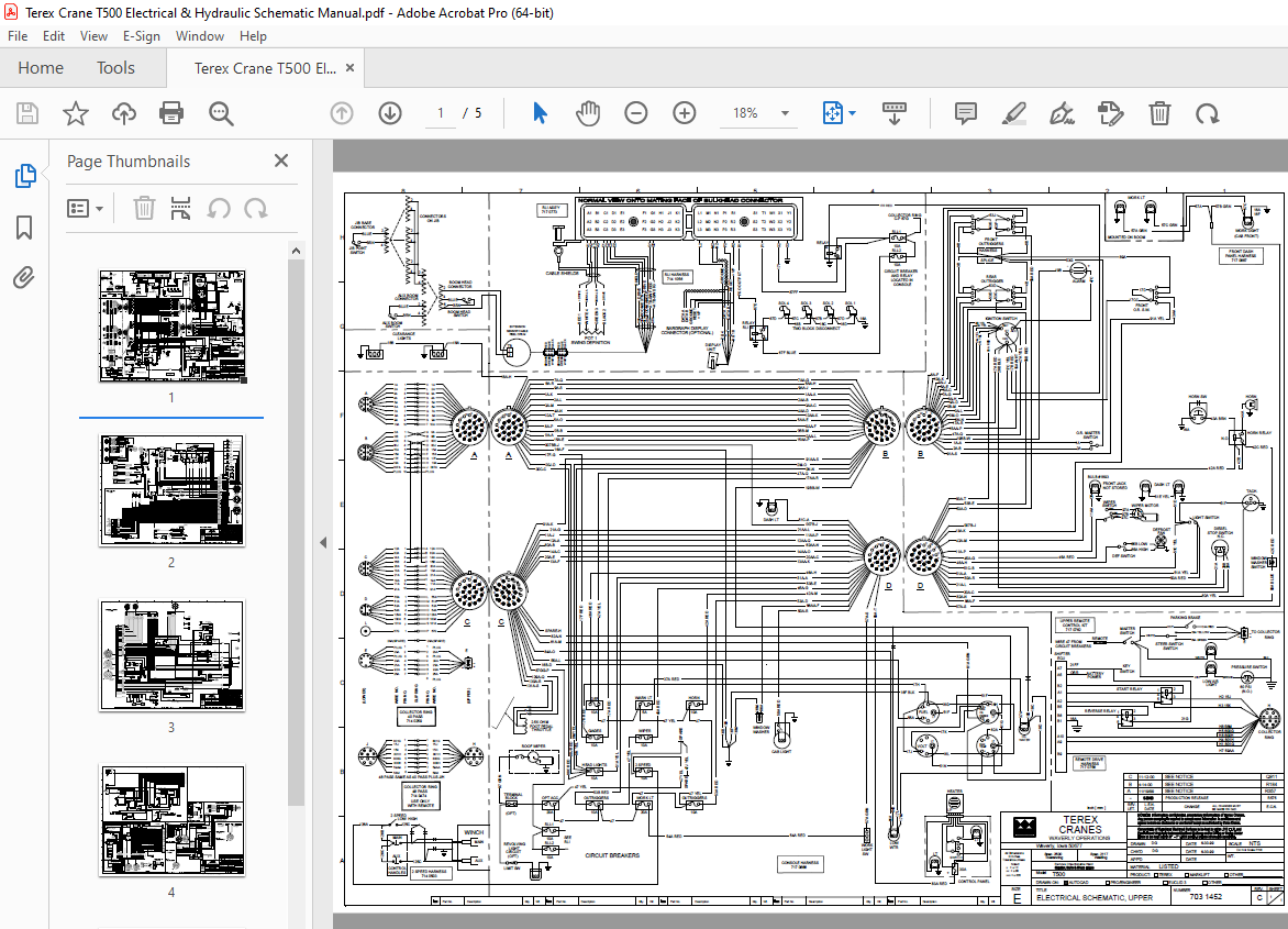 Terex Crane T500 Electrical & Hydraulic Schematic Manual PDF ...