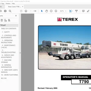 Terex Crane T790 Operator's Manual 12261-259 - PDF DOWNLOAD