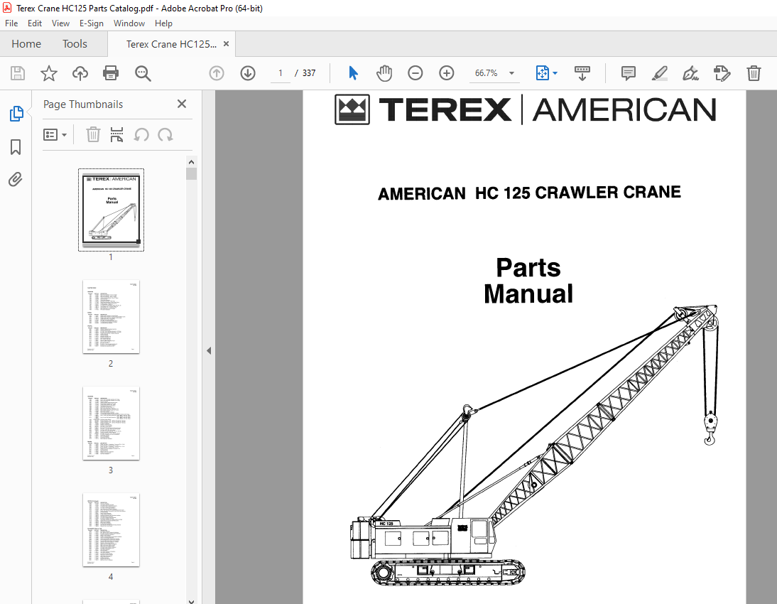 Terex Crawler Crane HC 125 Parts Manual - PDF DOWNLOAD - HeyDownloads ...