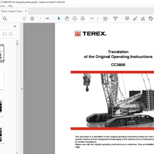 Terex Crawler Crane Superlift CC3800 650 Ton Operating Manual - PDF DOWNLOAD