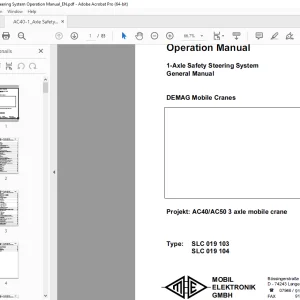 Terex Demag AC40 / AC50 3-Axle Mobile Crane Operation Manual PDF