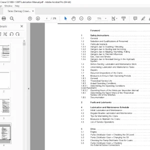 Terex Demag Crawler Crane CC1800-1 300T Lubrication Manual PDF