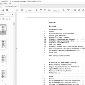 Terex Demag Crawler Crane CC2500-1 500 Ton Lubrication Manual PDF