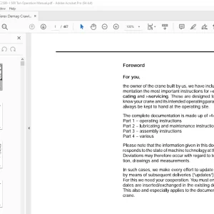 Terex Demag Crawler Crane CC2500-1 500 Ton Operation Manual PDF