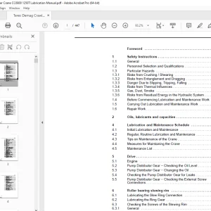 Terex Demag Crawler Crane CC6800 1250T Lubrication Manual - PDF DOWNLOAD