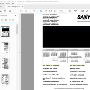 Terex Demag Crawler Crane CC8800 1600T Air Conditioning Unit Operating Manual PDF